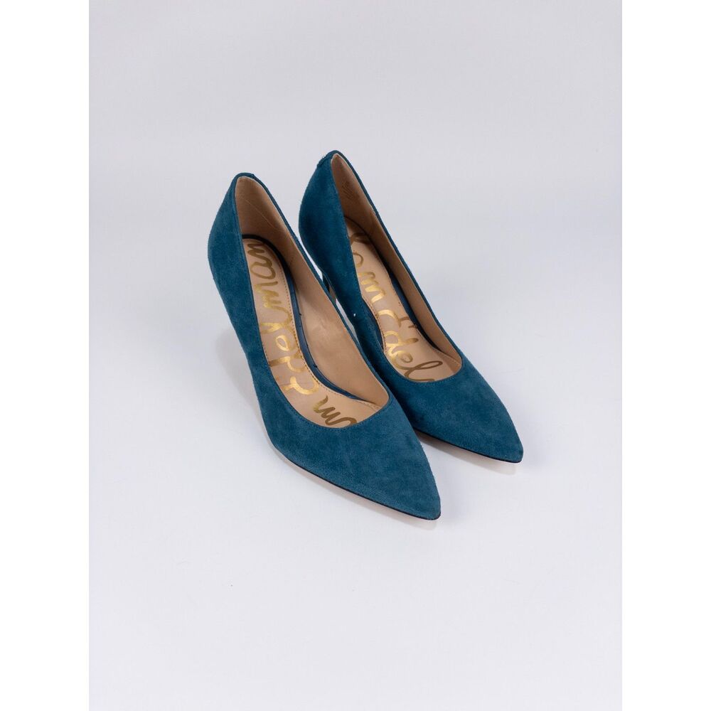 Sam Edelman Hazel Womens Teal Blue Suede Pointed Toe Stiletto Heels Pumps Size 5 - Picture 3 of 9